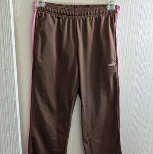 Puma Brown With Pink Sides Track Pants Size S